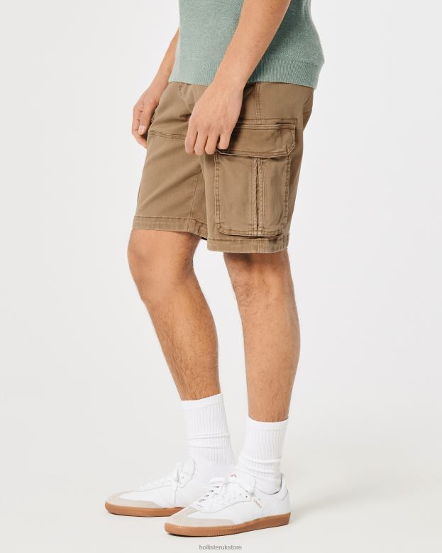 Bottoms Hollister Men Twill Cargo Shorts 11\\ 488201193 Dark Khaki